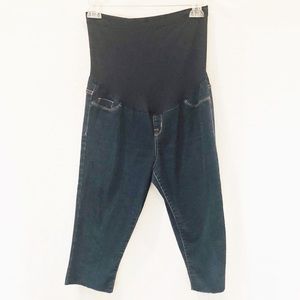 liz Lange maternity dark cropped jeggings raw hem
